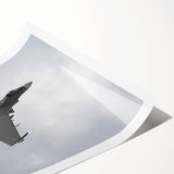 Extra large rolled print of a vintage airplane on a muted gray background, ideal for classy bathroom wall art.