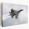 Side view of an airplane depicted in muted gray tones on a stretched canvas, suitable for kitchen wall art.