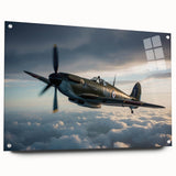 Side view of an airplane rendered in large abstract style on acrylic glass, featuring neutral and metallic tones.