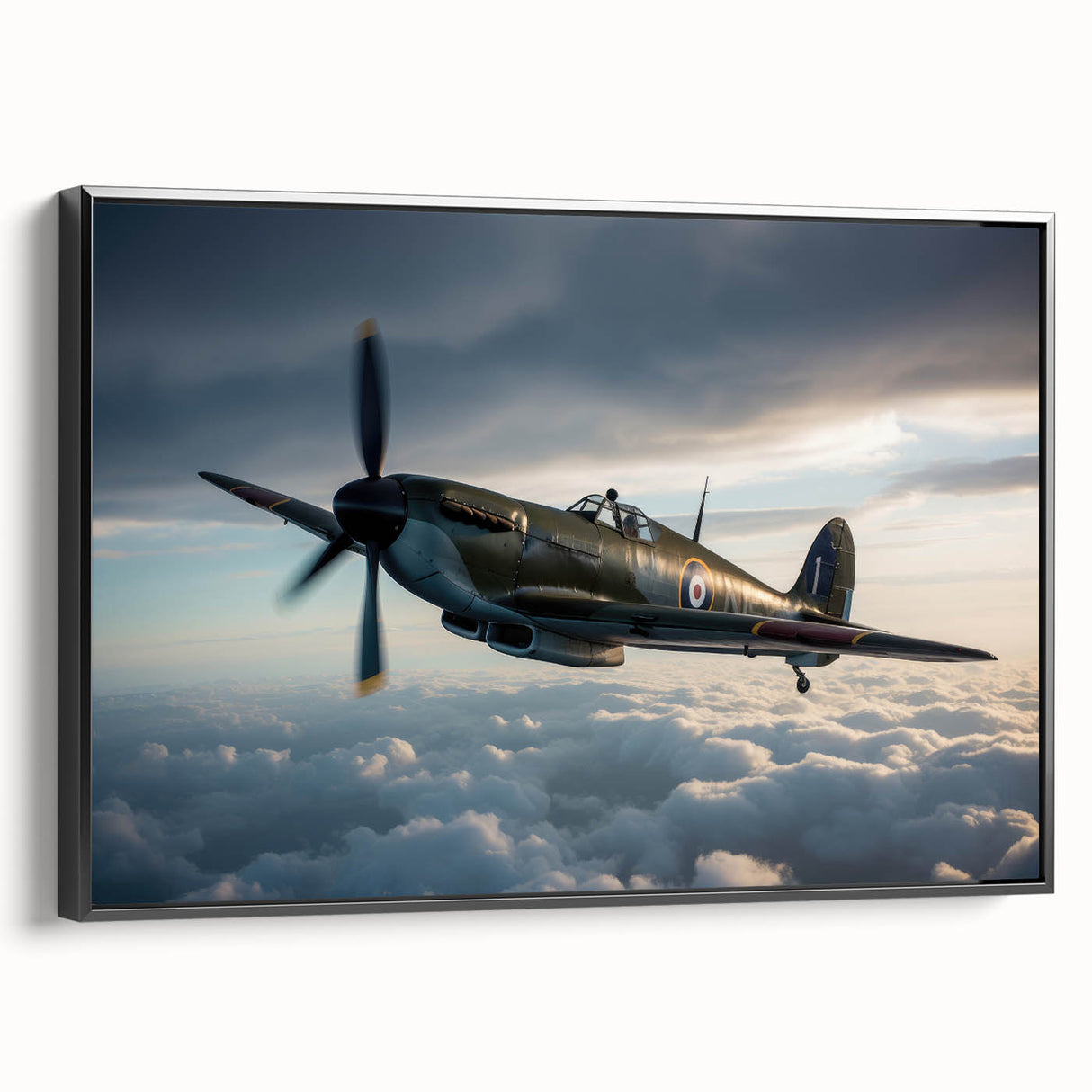 Black and white framed canvas featuring a vintage airplane side view, suitable for bedroom wall art.