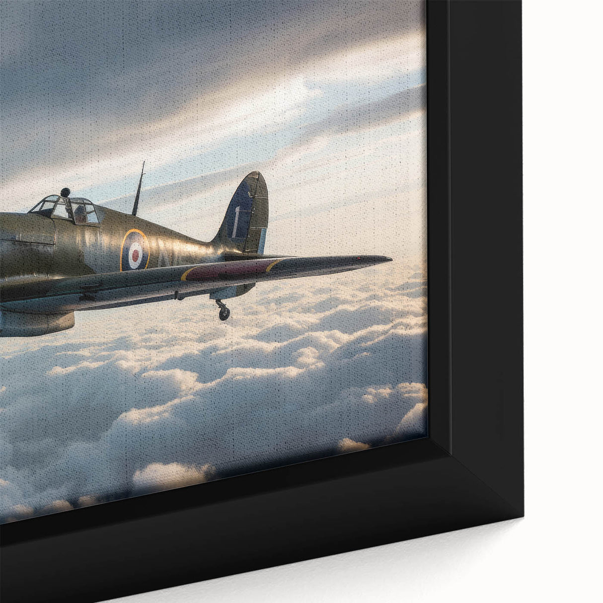 Extra large black wall art featuring a colorful, textured depiction of airplanes on a framed canvas.