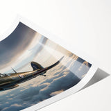 Extra large rolled print featuring a detailed depiction of vintage airplanes in muted earth tones.