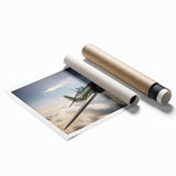 Extra large rolled canvas featuring a vintage airplane design in muted sepia tones, ideal for dining room wall art.