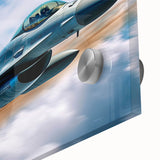 Close-up of an abstract airplane design in monochrome shades on acrylic glass, suitable for bedroom or dining room art.