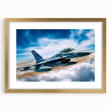 Abstract art print of an airplane, in muted gold and gray tones on a framed canvas, suitable for dining room decor.