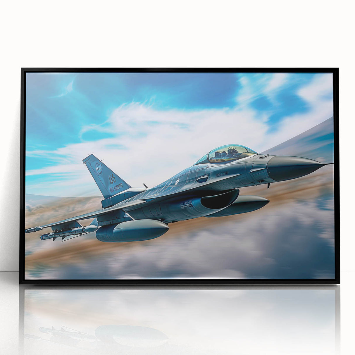 Large abstract airplane design in black and white on framed acrylic.