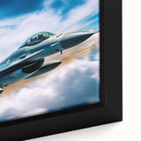 Extra large framed canvas depicting a black textured airplane design with colorful accents, ideal for living room decor.