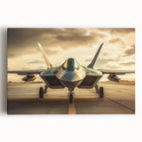 Black and white photo of an airplane on stretched canvas, suited for kitchen wall art.