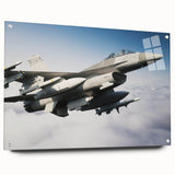 Acrylic print of a large abstract airplane design with blue and gray tones, ideal for bedroom or dining room decor.