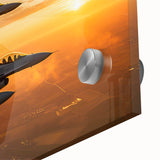 Large abstract acrylic print featuring a close-up of airplane parts in grayscale, ideal for bedroom or dining room art.