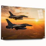 Side view of an airplane in shades of blue and white on an acrylic glass print, suitable for bedroom or dining room decor.