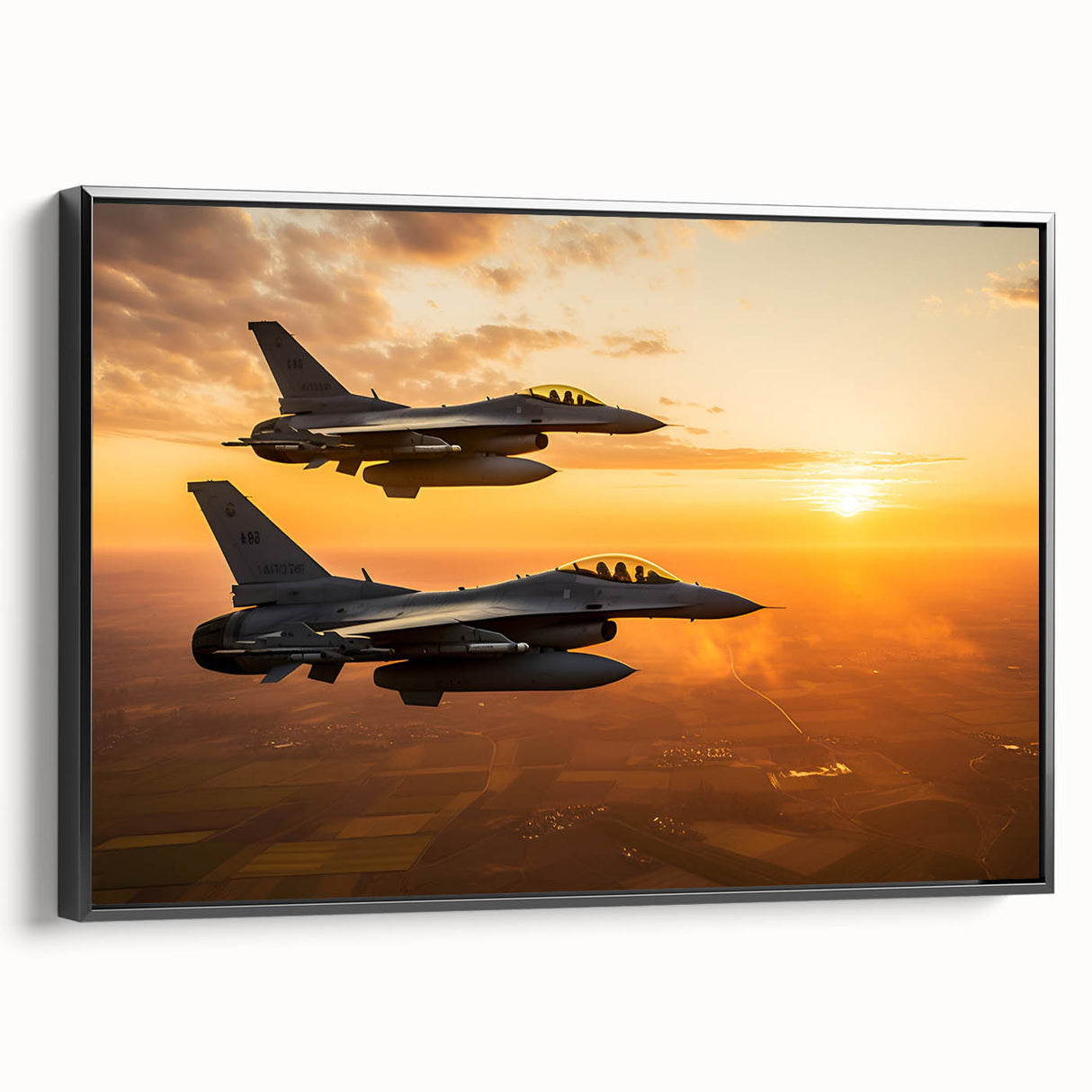 Black and white vintage airplane poster art on framed canvas, ideal for bedroom wall decor.