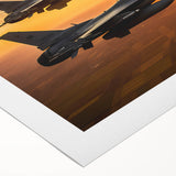 Art deco poster of an airplane with muted silver and blue tones on rolled canvas, suitable for dining room wall art.