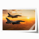 Art deco poster depicting a vintage airplane in muted blues and grays, printed on rolled canvas.