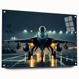 Acrylic print of a side view of an airplane in grayscale, suitable for modern dining room decor.