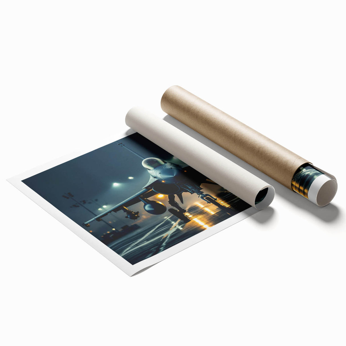Rolled print of a vintage airplane in muted sepia tones, ideal for art wall dining room.
