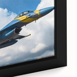 Extra large framed canvas featuring a textured, colorful depiction of an airplane on a black background.