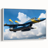 Framed canvas of a vintage airplane in flight, depicted in black and white, ideal for office or study room decor.