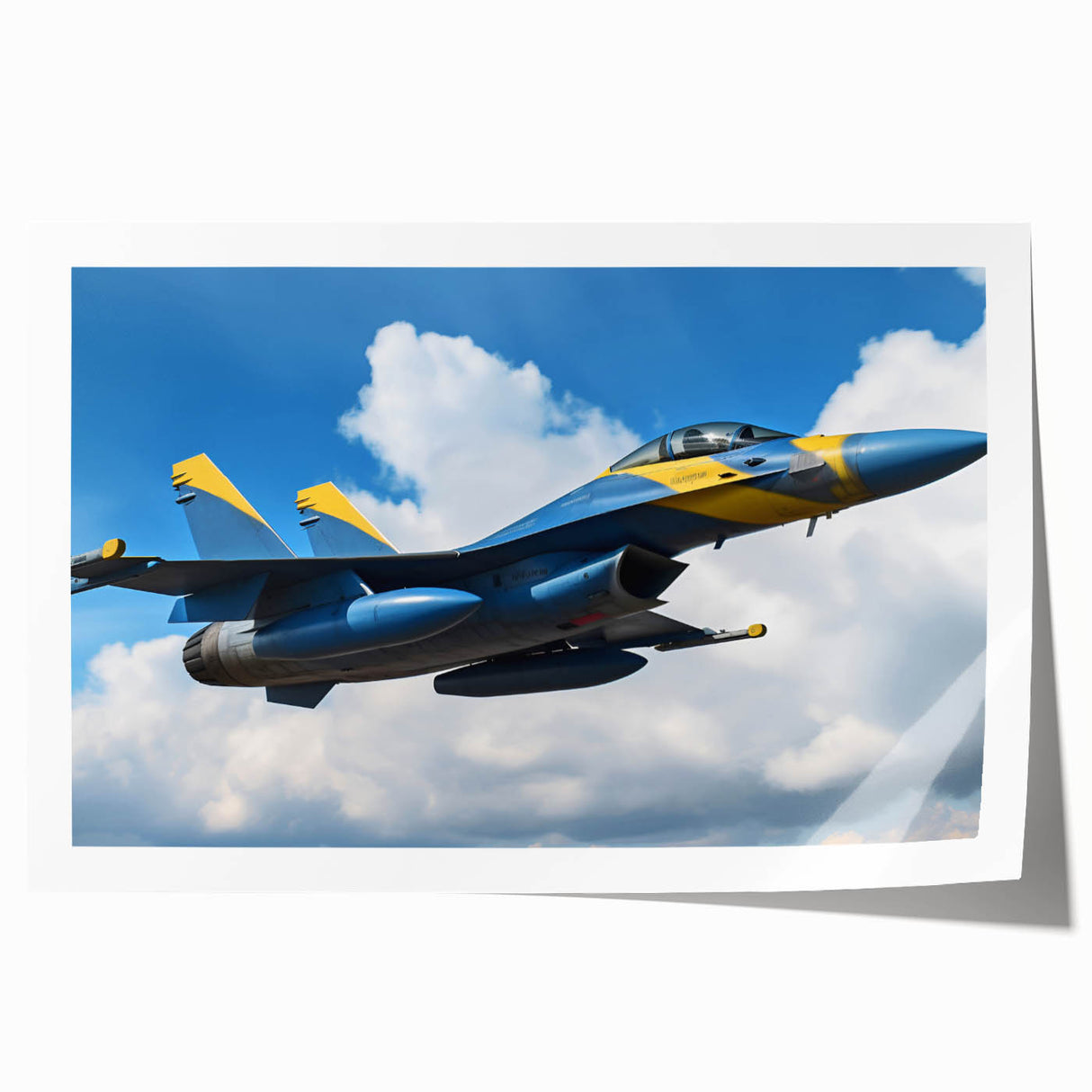 Art deco poster featuring a vintage airplane in muted sepia tones on a rolled print.