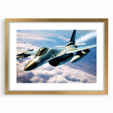 Abstract art print of an airplane in muted gray and gold tones on a framed canvas, suitable for dining room decor.
