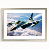 Extra large abstract art print featuring textured airplanes in muted grays and silvers, framed in silver.