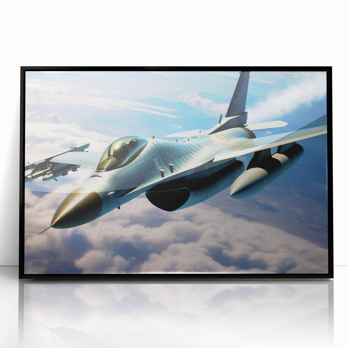 Mid-century modernist large abstract wall art of an airplane, in black and white tones, acrylic framed.