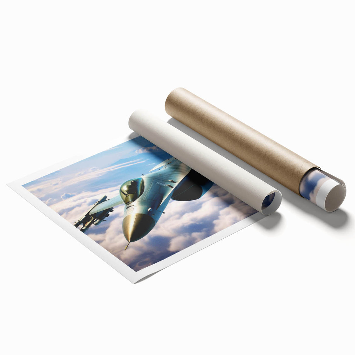 Extra large rolled print featuring a vintage airplane design in muted gray tones, ideal for art wall dining room.
