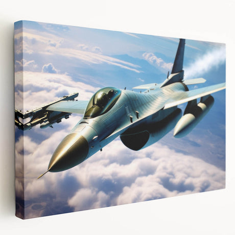 Large art of a vintage airplane in muted gray and blue tones on stretched canvas, suitable for kitchen wall decor.