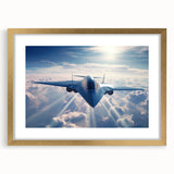 Abstract airplane design in textured art style with gold frame, ideal for bedroom art.