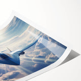 Extra large rolled print featuring a detailed floral airplane design in pastel shades, suitable for classy bathroom wall art.