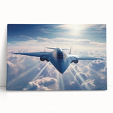 Black and white stretched canvas of a vintage airplane, ideal for kitchen wall art or bedroom decor.