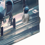 Large abstract wall art featuring a close-up view of an airplane on acrylic glass, suitable for bedroom or dining room decor.