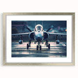Textured art print depicting abstract airplanes in gray tones, framed in silver, ideal for bedroom wall decor.