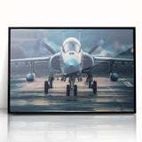 Large abstract wall art featuring mid-century modernist airplanes in muted gray and blue tones on framed acrylic.