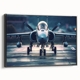 Black and white framed canvas of a vintage airplane, ideal for bedroom wall decor.