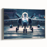 Vintage poster art of a black airplane on a framed canvas, ideal for bedroom wall decor.