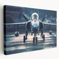 Large stretched canvas featuring a detailed side view of an airplane in grayscale, suitable for kitchen wall art.