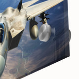 Large abstract wall art featuring a close-up of an airplane, rendered in muted grays and whites on acrylic glass.
