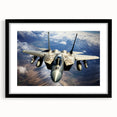Extra large abstract art print of colorful airplanes, textured surface, in a black frame with mat.