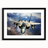 Extra large abstract art print of colorful airplanes, textured surface, in a black frame with mat.
