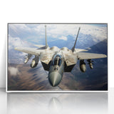 Mid-century modernist art featuring a stylized airplane in muted pastel colors, framed acrylic, ideal for nursery wall art.