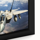 Extra large framed canvas featuring a textured depiction of colorful airplanes on a black background.