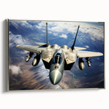 Silver-framed canvas featuring a vintage airplane in black and white, ideal for bedroom wall art.