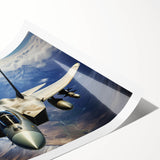 Extra large rolled print of an airplane in flight over a cloudy sky, suited for dining room wall art.