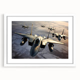 Extra large abstract art print featuring textured airplanes in cool gray tones on a white framed canvas.
