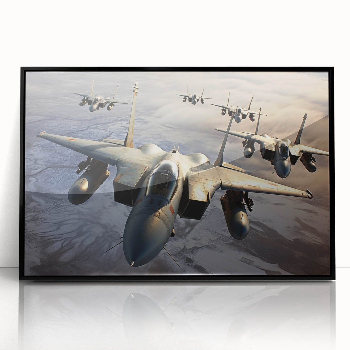Large abstract airplane design in black and white on framed acrylic, suitable as mid-century modernist dining room art.