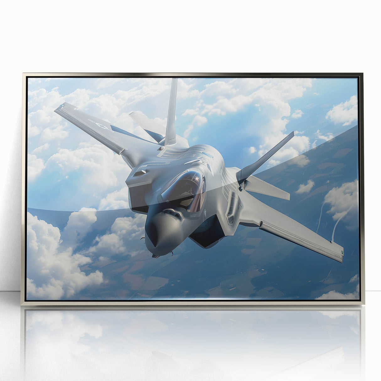 Large abstract wall art featuring a silver airplane design on a framed acrylic print, suitable for modern art wall decor.