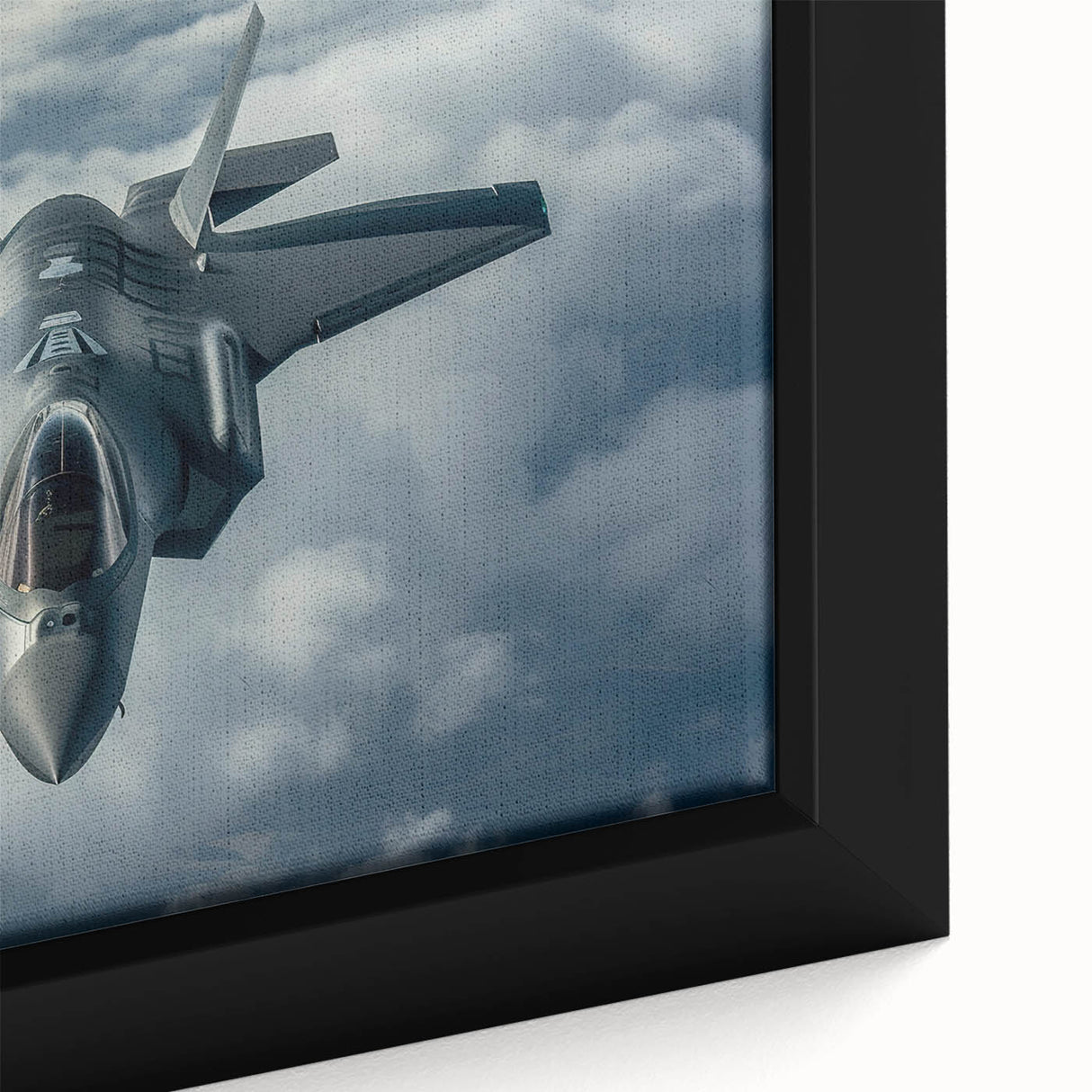 Extra large framed canvas depicting a black airplane with colorful, textured accents, ideal for living room decor.