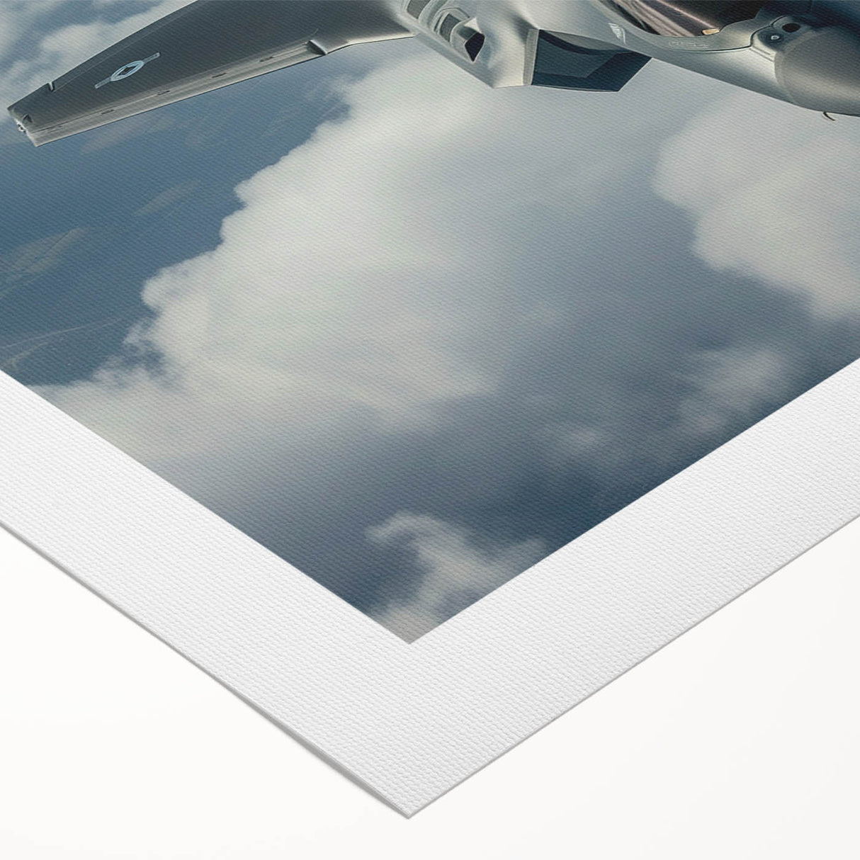 Art deco poster of an airplane in flight, featuring muted metallic tones on rolled canvas, ideal for dining room wall art.