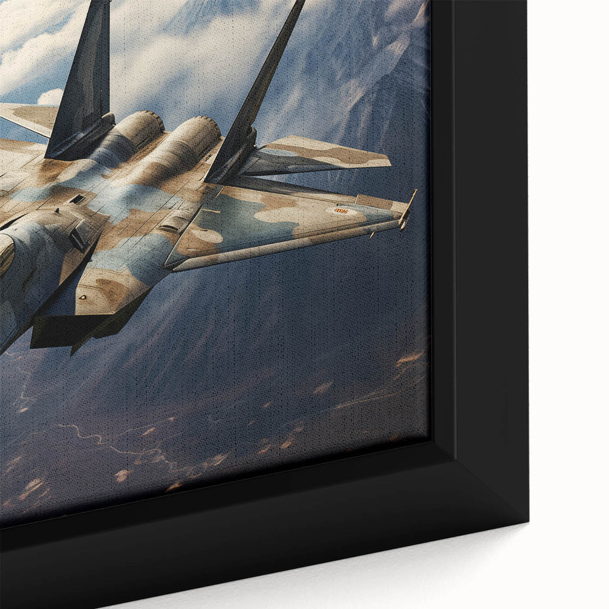 Black wall art featuring a colorful, textured airplane design on a framed canvas, ideal for living room decor.